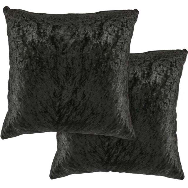 Serene Crushed Velvet Black Cushion Cover 43 x 43cm - Wilko - image 1