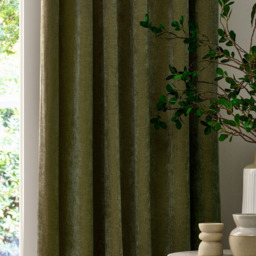 Yard Heavy Olive Chenille Velvet Pencil Pleat Curtains 168 x 229cm - Size: W 168 x D 229cm - Green - Wilko - thumbnail 3