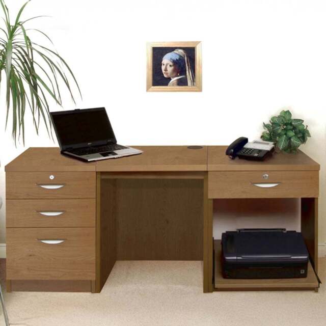 R White Cabinets 4 Drawer Dark Brown Set-08 Desk with Printer Shelf - Size: 72.8 x 167.9 x 54cm - Wilko - image 1