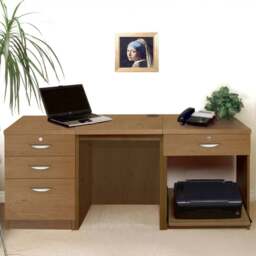 R White Cabinets 4 Drawer Dark Brown Set-08 Desk with Printer Shelf - Size: 72.8 x 167.9 x 54cm - Wilko - thumbnail 1