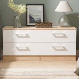 Crowndale Devon 4 Drawer Matt White and Bardolino Oak Bed Box Ready Assembled - White Matt & Bardolino Oak - Wilko - thumbnail 1