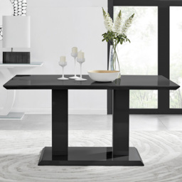 Furniturebox Molini Valera 6 Seater Dining Set Black Gloss White and Chrome - Wilko - thumbnail 3