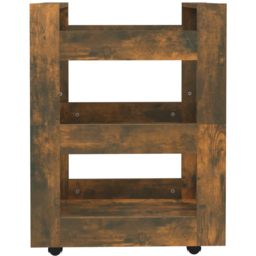 vidaXL 3 Shelf Smoked Oak Kitchen Trolley - Size: 80 x 60 x 45cm - Brown - Wilko - thumbnail 6