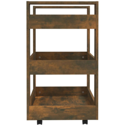 vidaXL 3 Shelf Smoked Oak Kitchen Trolley - Size: 80 x 60 x 45cm - Brown - Wilko - thumbnail 4