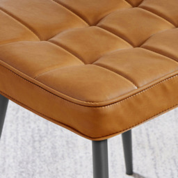 Furniturebox Boston Set of 2 Tan and Black Faux Leather Dining Chair - Brown - Wilko - thumbnail 3