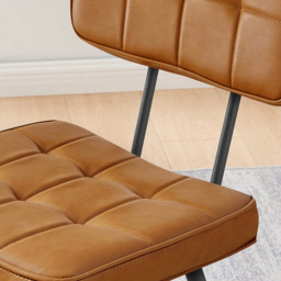 Furniturebox Boston Set of 2 Tan and Black Faux Leather Dining Chair - Brown - Wilko - thumbnail 4