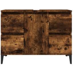 vidaXL Single Door 4 Drawer Brown Bathroom Cabinet - Size: 60 x 80 x 33cm - Wilko - thumbnail 6
