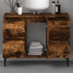 vidaXL Single Door 4 Drawer Brown Bathroom Cabinet - Size: 60 x 80 x 33cm - Wilko
