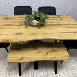 Kosy Koala 6 Seater Velvet Wooden Rectangle Dining Set with Bench Black - Multi - Wilko - thumbnail 4