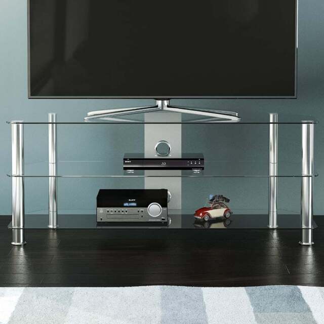 AVF Classic 3 Shelf Clear and Chrome Corner TV Stand - AVF Group Ltd - Wilko - image 1