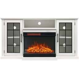Living and Home 3 Side White TV Stand Surround Set Cabinet Electric Fireplace with Storage Shelf - Size: 80x150x35cm - Wilko - thumbnail 3
