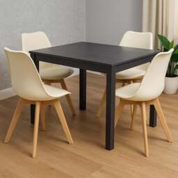 Kosy Koala 4 Seater Wooden Dining Set Cream - Dark Grey - Wilko