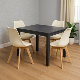 Kosy Koala 4 Seater Wooden Dining Set Cream - Dark Grey - Wilko - thumbnail 6