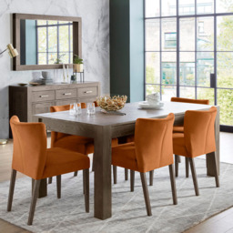 Bentley Designs Turin Set of 2 Dark Oak Harvet Pumpkin Velvet Low Back Upholstered Chair - Orange - Wilko - thumbnail 6