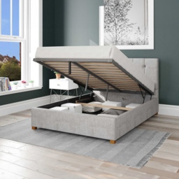 Aspire Hepburn Double Storm Pure Pastel Cotton Ottoman Bed - Grey - Aspire Beds - Wilko - thumbnail 3