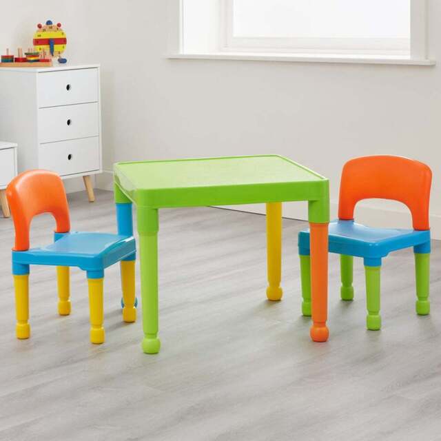 Liberty House Toys Kids Multicoloured Plastic Table and 2 Chairs Set - Size: 43 x 51 x 51cm - Wilko - image 1