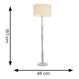 ValueLights Victoria Cream Fabric Drum Shade Grey Wood Traditional Stem LED Floor Lamp - Size: 157 x 45 x 45cm - Wilko - thumbnail 7