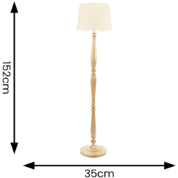 ValueLights Victoria Scallop White Edge Shade Light Wood LED Floor Lamp - Cream - Wilko - thumbnail 7