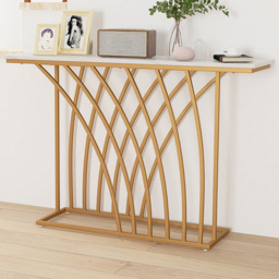 Costway White Faux Marble Console Table - Size: 128 x 37 x 16cm - Wilko - thumbnail 1