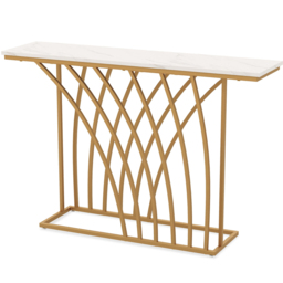 Costway White Faux Marble Console Table - Size: 128 x 37 x 16cm - Wilko - thumbnail 3