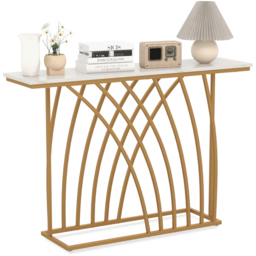 Costway White Faux Marble Console Table - Size: 128 x 37 x 16cm - Wilko - thumbnail 4