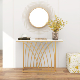 Costway White Faux Marble Console Table - Size: 128 x 37 x 16cm - Wilko - thumbnail 5