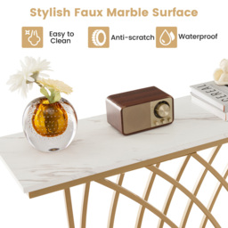 Costway White Faux Marble Console Table - Size: 128 x 37 x 16cm - Wilko - thumbnail 7