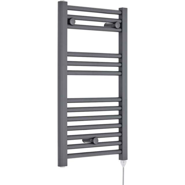 nuie Anthracite 300W Round Electric Towel Rail 720 x 400mm - Size: 7.2 x 4 x 0.3cm - Black - Wilko - image 1