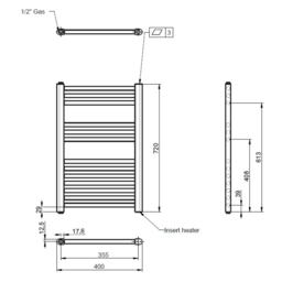 nuie Anthracite 300W Round Electric Towel Rail 720 x 400mm - Size: 7.2 x 4 x 0.3cm - Black - Wilko - thumbnail 4