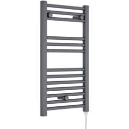 nuie Anthracite 300W Round Electric Towel Rail 720 x 400mm - Size: 7.2 x 4 x 0.3cm - Black - Wilko