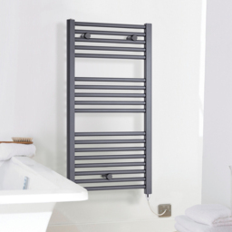 nuie Anthracite 300W Round Electric Towel Rail 720 x 400mm - Size: 7.2 x 4 x 0.3cm - Black - Wilko - thumbnail 3