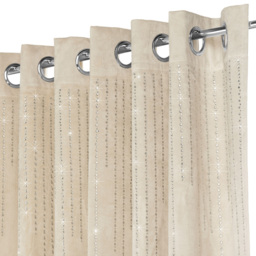 Alan Symonds Cream Cascading Diamante Studs Velvet Blackout Ring Top Eyelet Curtains 117 x 183cm - Size: W 117 x D 183cm - Wilko - thumbnail 3