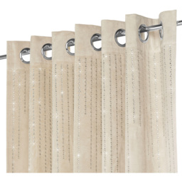Alan Symonds Cream Cascading Diamante Studs Velvet Blackout Ring Top Eyelet Curtains 117 x 183cm - Size: W 117 x D 183cm - Wilko - thumbnail 7