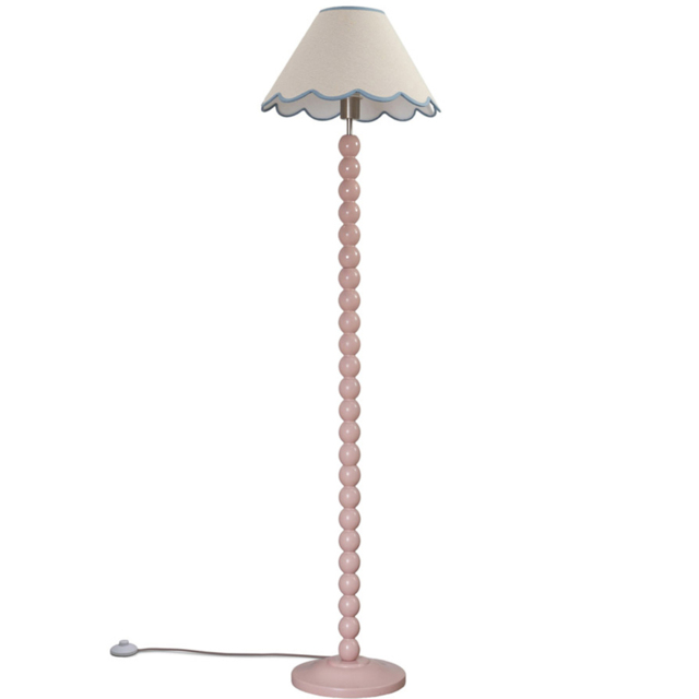ValueLights Bobbins Blue Scallop Shade Rose Pink LED Floor Lamp - Size: 144 x 39 x 39cm - Wilko - image 1