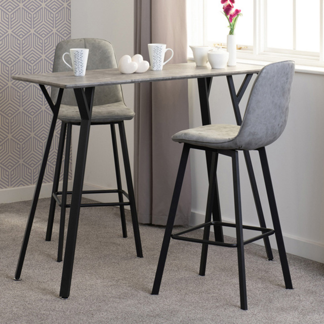 Seconique Quebec Concrete Effect Faux Leather 2 Seater Bar Table Set Black and Grey - Wilko - image 1