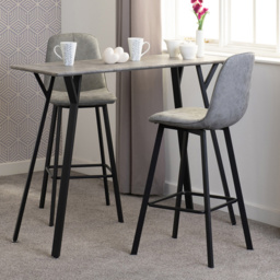 Seconique Quebec Concrete Effect Faux Leather 2 Seater Bar Table Set Black and Grey - Wilko