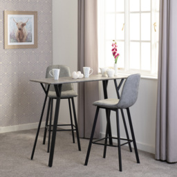 Seconique Quebec Concrete Effect Faux Leather 2 Seater Bar Table Set Black and Grey - Wilko - thumbnail 7
