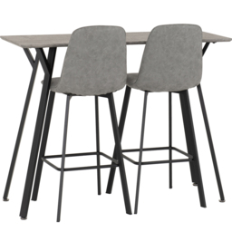 Seconique Quebec Concrete Effect Faux Leather 2 Seater Bar Table Set Black and Grey - Wilko - thumbnail 4