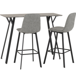 Seconique Quebec Concrete Effect Faux Leather 2 Seater Bar Table Set Black and Grey - Wilko - thumbnail 3
