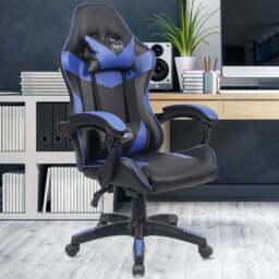 Neo Black and Blue PU Leather Swivel Office Chair - Size: 66 x 55 x 125cm - Wilko