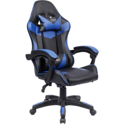 Neo Black and Blue PU Leather Swivel Office Chair - Size: 66 x 55 x 125cm - Wilko - thumbnail 3