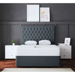DS Living Seraphine Small Double Steel Upholstered Panel Divan Bed - Grey - Wilko - thumbnail 5