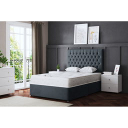 DS Living Seraphine Small Double Steel Upholstered Panel Divan Bed - Grey - Wilko - thumbnail 6