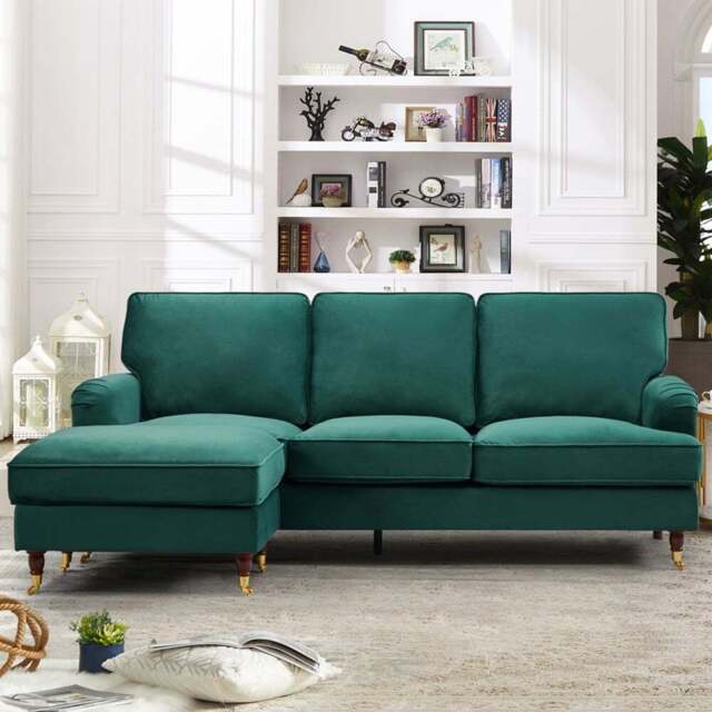 Woodbury 3 Seater Green Velvet Reversible Corner Sofa - Artemis Home - Wilko - image 1