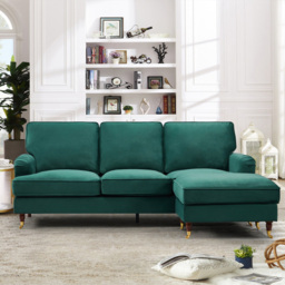Woodbury 3 Seater Green Velvet Reversible Corner Sofa - Artemis Home - Wilko - thumbnail 5