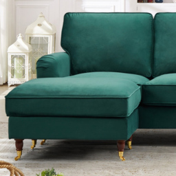 Woodbury 3 Seater Green Velvet Reversible Corner Sofa - Artemis Home - Wilko - thumbnail 3