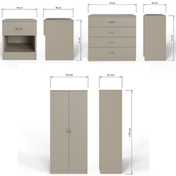 FWStyle Promo Putty 3 Piece Modern Bedroom Furniture Set - Brown - Wilko - thumbnail 6