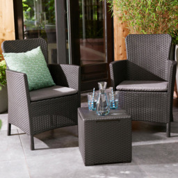 Keter Miami Vigo 2 Seater Graphite Balcony Sofa Set - Black - Wilko