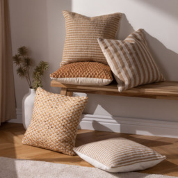 Yard Organik Natural Stripe Woven Cushion - Size: 45 x 45 cm - Cream - Yard Living - Wilko - thumbnail 7