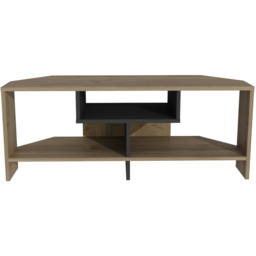 Decorotika Maldives 3 Shelf Walnut and Black Corner TV Unit - Size: 46.8 x 120 x 19.6cm - Multi - Wilko - thumbnail 3